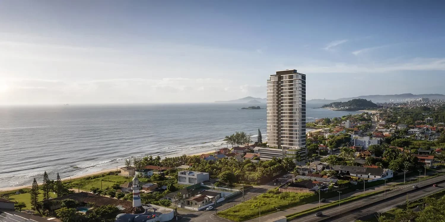 Vista aérea com a praia