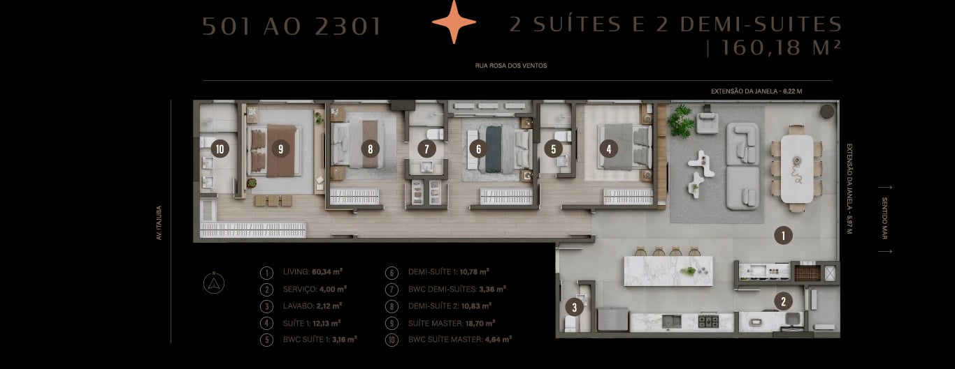 Planta Tipo 1 — PLAZA BEACH RESIDENCE
